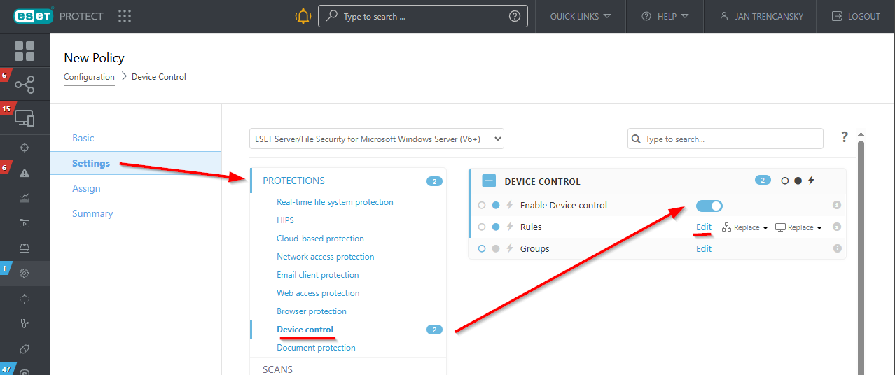 Configuring ESET Server/File Security for Microsoft Windows policy