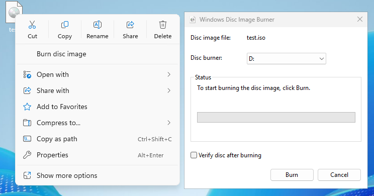Changes to the default action when double-clicking ISO file.